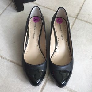 Adrienne Vittadini Black Patent Leather Wedges